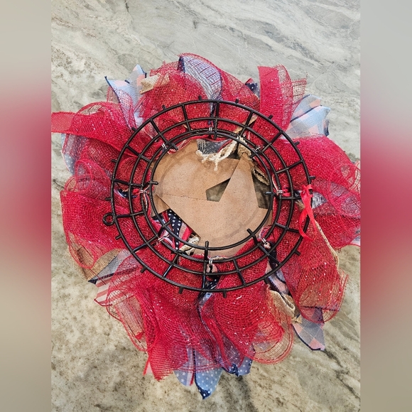 New! Patriotic 15 Inch Star Bows Hanging Sign Fourth of July Decor Wreath Gift - Picture 6 of 7